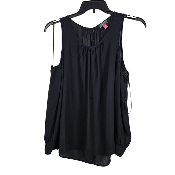 Vince Camuto Women's M Black Cold Shoulder Sheer Blouse Whimsigoth Party Top - Picture 1 of 13